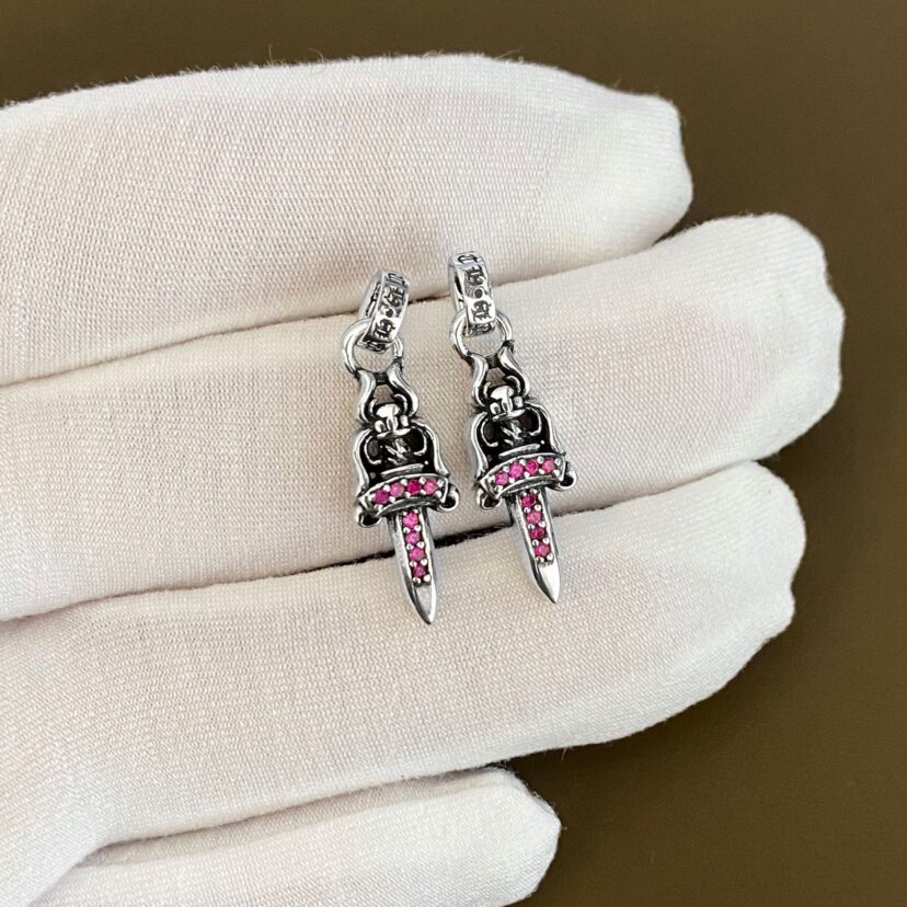 Chrome Hearts hand-made stone-set earrings