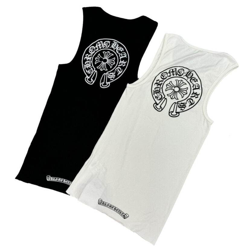 Chrome Hearts T-shaped printed black and white vest skirt Tank Tops