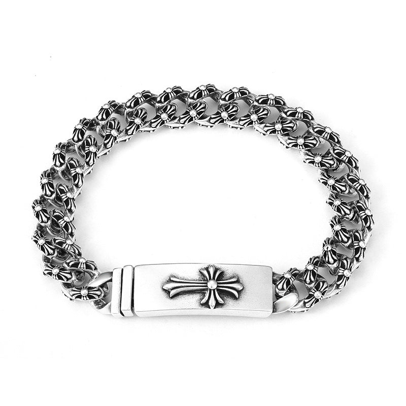 Chrome Hearts Cross Motif Curb Chain Bracelet