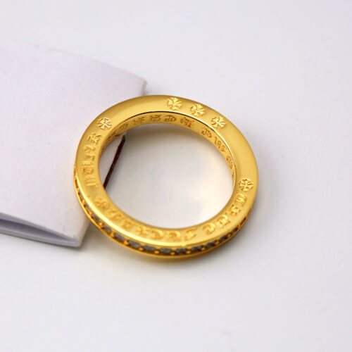 Chrome Hearts 24k Gold-plated Cross Full Diamond Ring