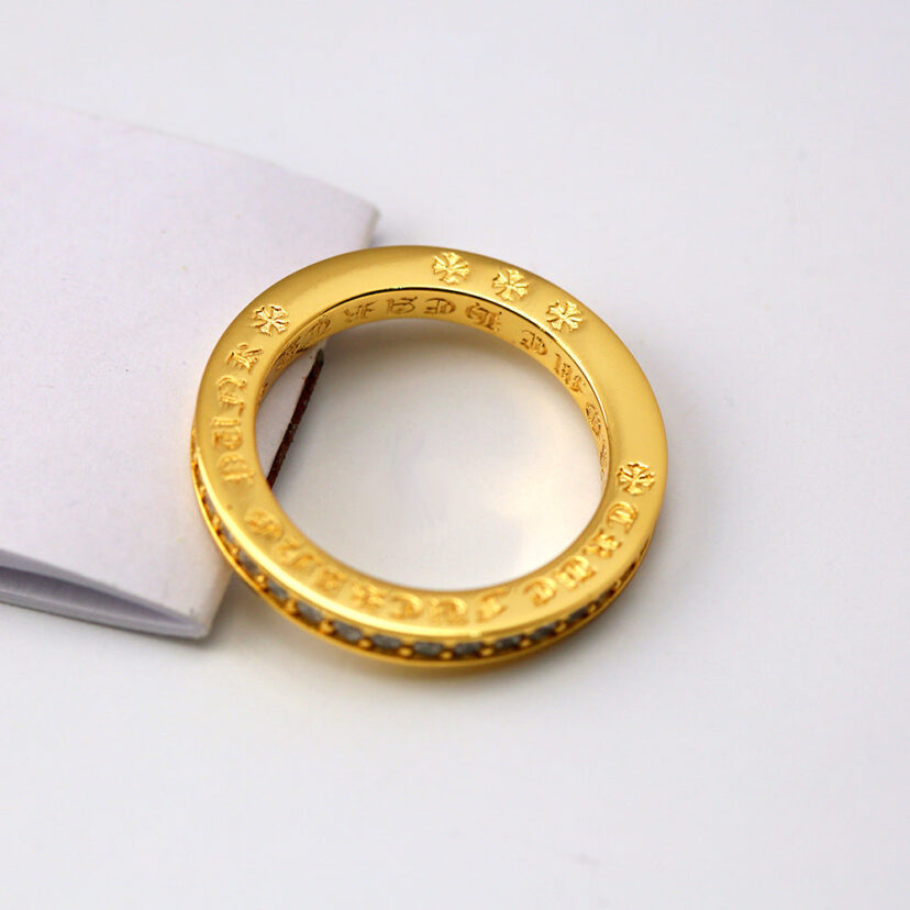 Chrome Hearts 24k Gold-plated Cross Full Diamond Ring