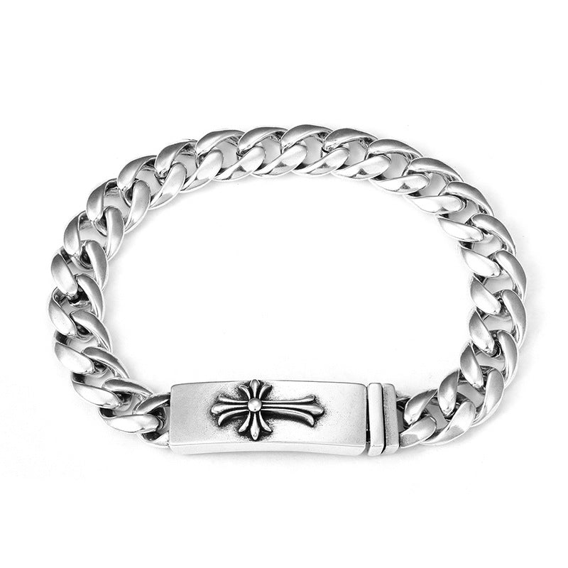 Chrome Hearts Cross Motif Curb Chain Bracelet