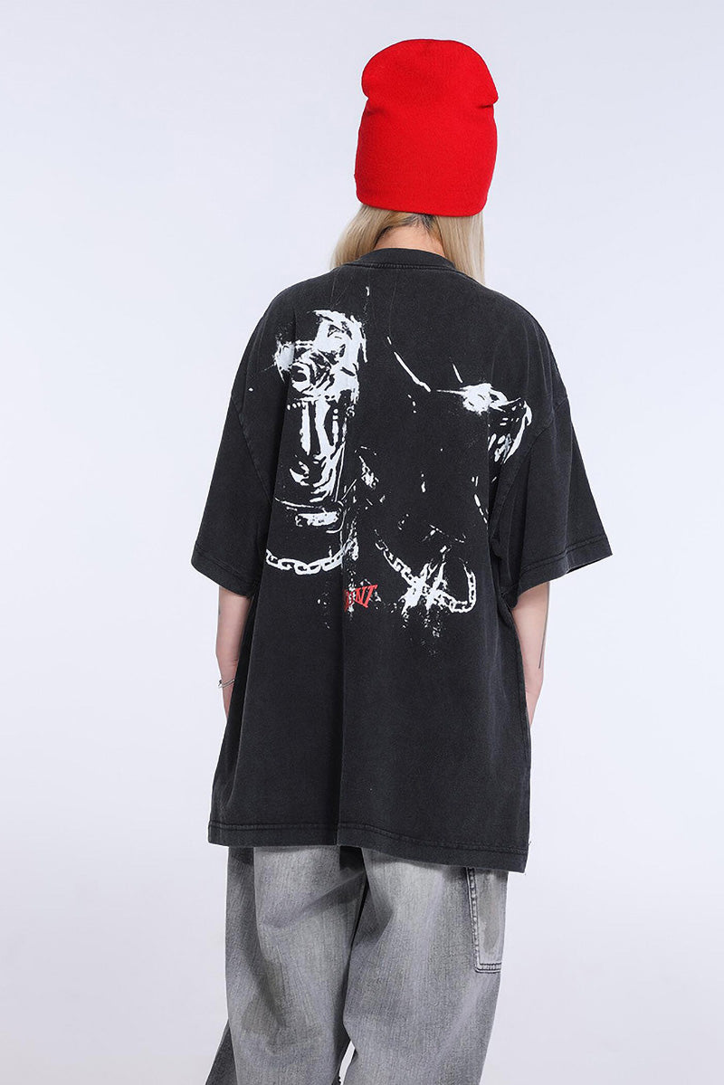 SAINT MICHAEL Mouth of the Abysspattern print T-Shirts