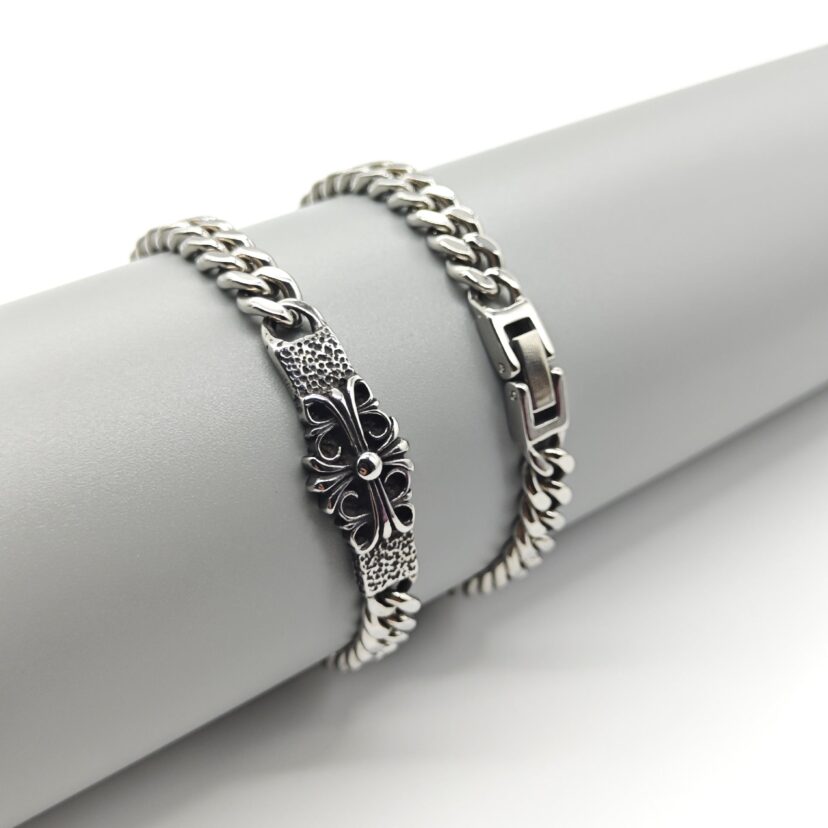 Chrome Hearts cross flower curved Cuban domineering bracelet