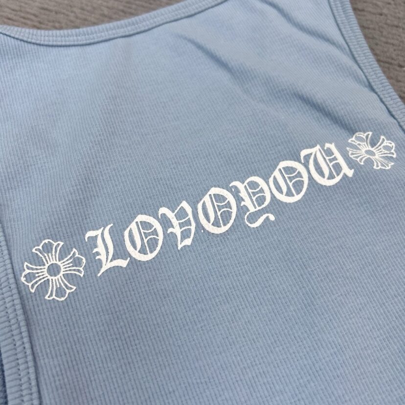 Chrome Hearts light blue T-shaped print blue vest skirt Tank Tops