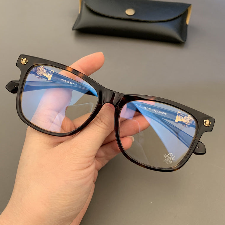 chrome hearts plain black frame, retro, large frame glasses