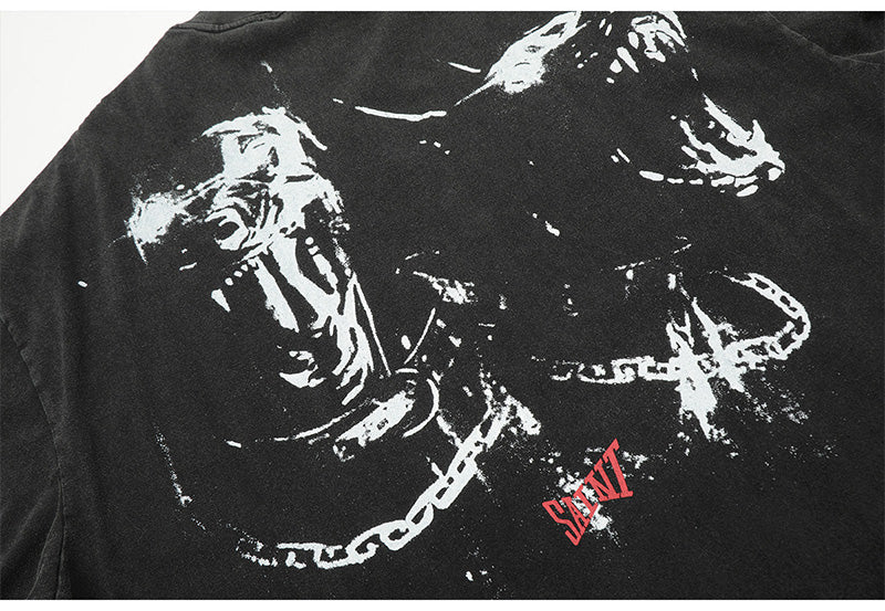 SAINT MICHAEL Mouth of the Abysspattern print T-Shirts