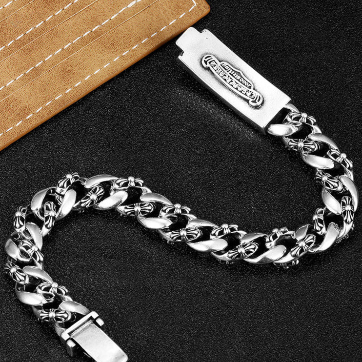 Chrome Hearts Cross Motif Curb Chain Bracelet