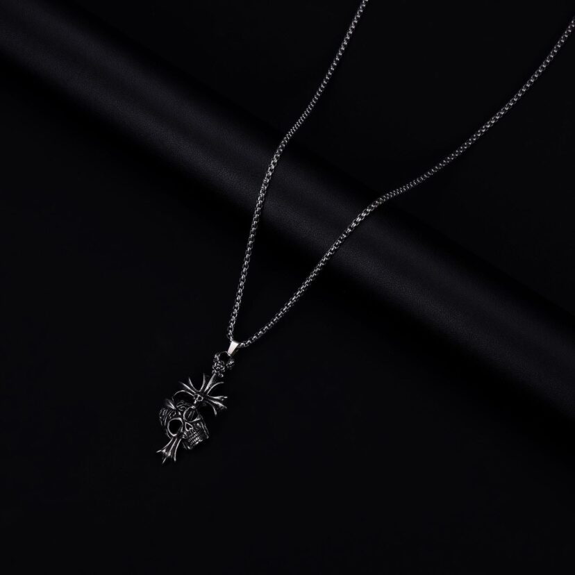 Chrome Hearts skull cross dark style stainless steel pendant
