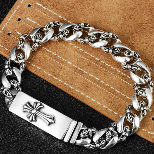 Chrome Hearts Cross Motif Curb Chain Bracelet