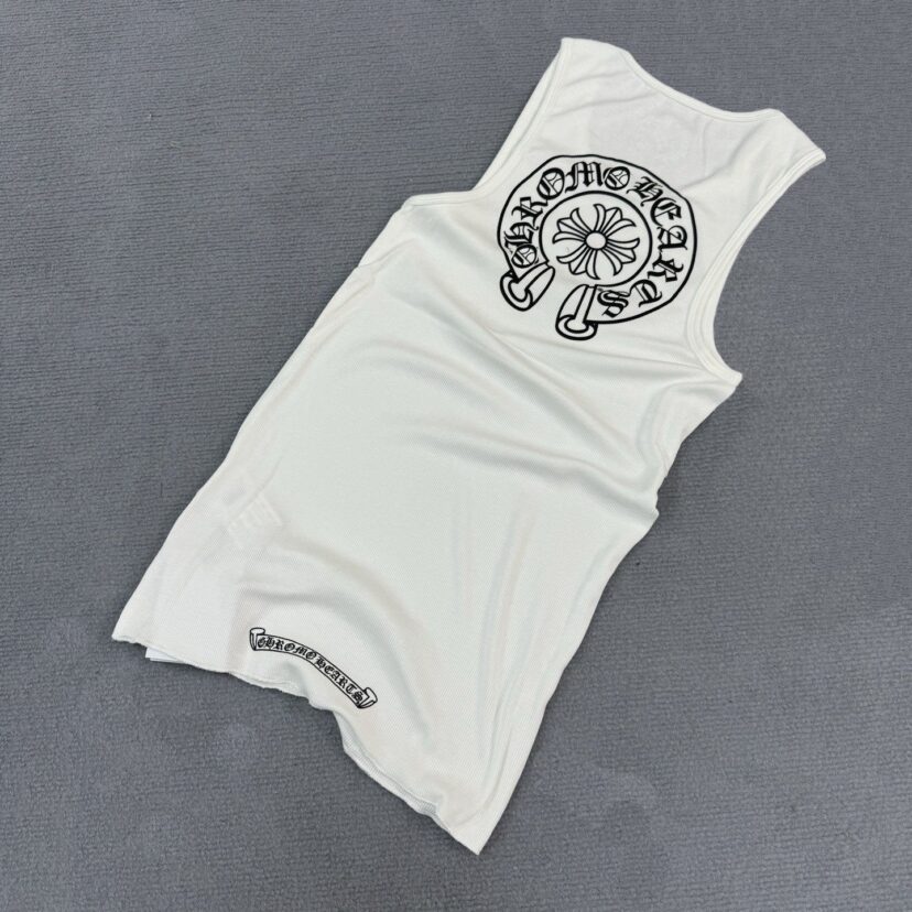 Chrome Hearts T-shaped printed black and white vest skirt Tank Tops