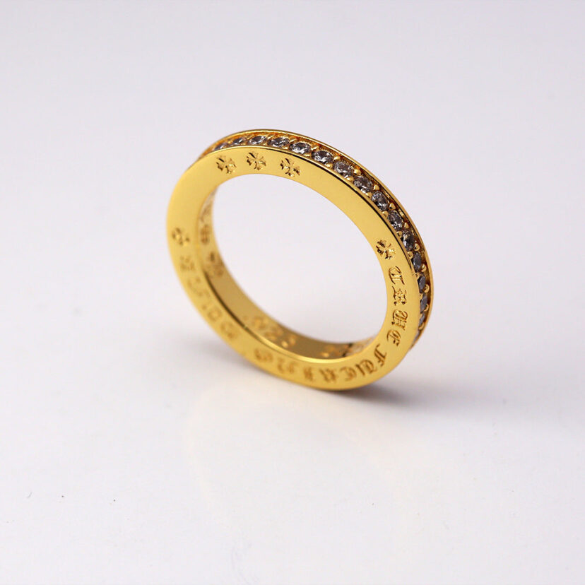 Chrome Hearts 24k Gold-plated Cross Full Diamond Ring