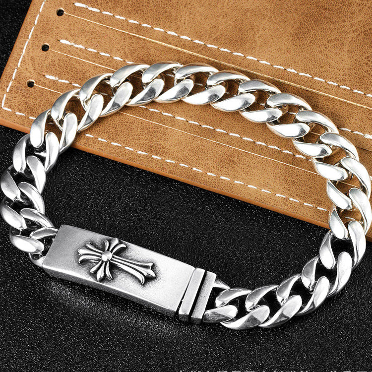 Chrome Hearts Cross Motif Curb Chain Bracelet