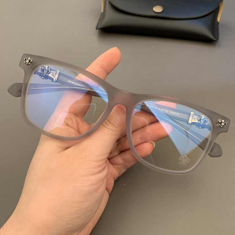 chrome hearts plain black frame, retro, large frame glasses