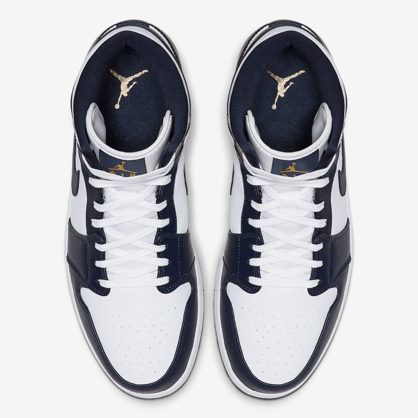 Air Jordan 1 Mid In Navy And Gold