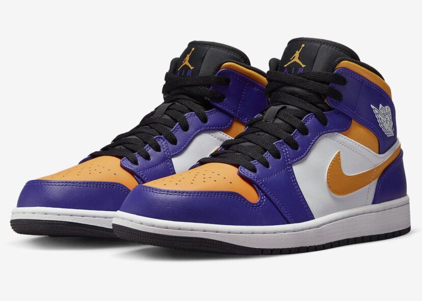 Air Jordan 1 Mid Lakers Purple Yellow