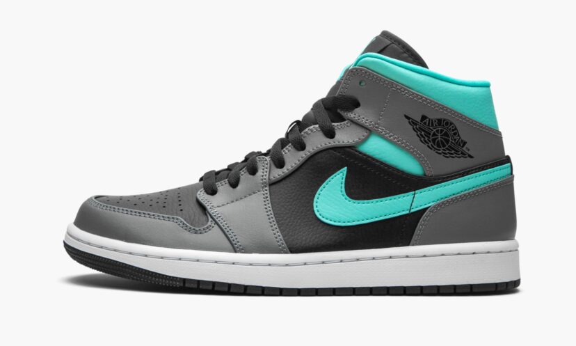 Air Jordan 1 Mid Black Grey Aqua Blue