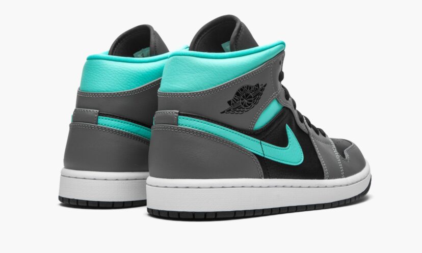 Air Jordan 1 Mid Black Grey Aqua Blue