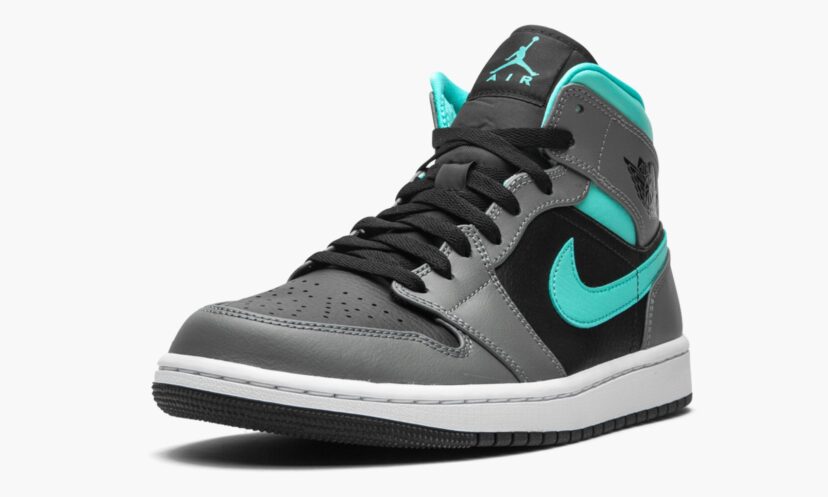 Air Jordan 1 Mid Black Grey Aqua Blue