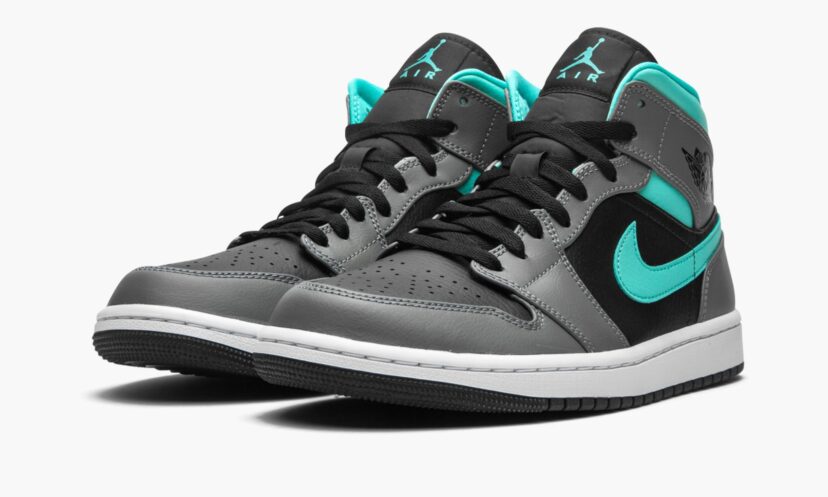 Air Jordan 1 Mid Black Grey Aqua Blue