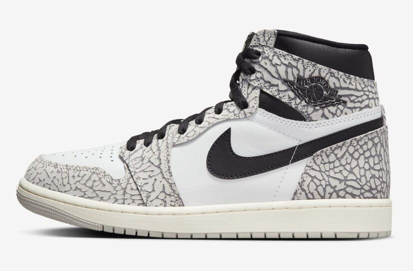 Air Jordan 1 High OG Elephant Print White Cement