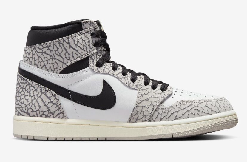 Air Jordan 1 High OG Elephant Print White Cement