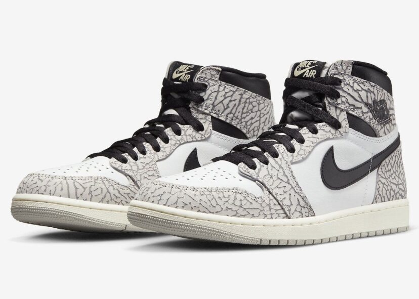 Air Jordan 1 High OG Elephant Print White Cement