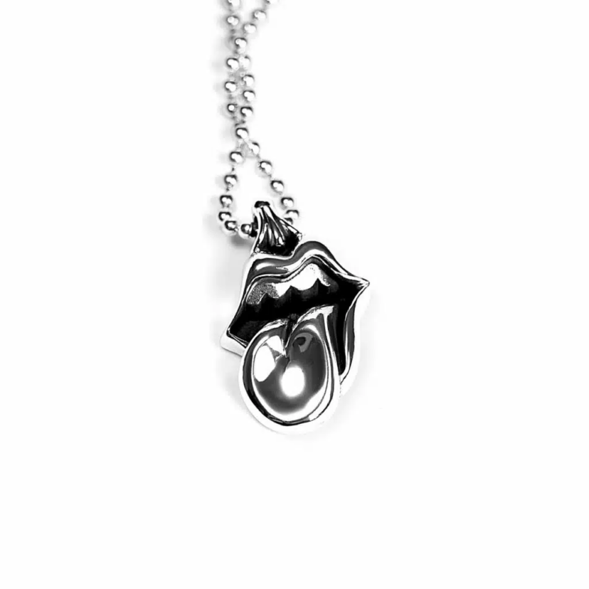 Chrome Hearts ROLLING STONES LIP & TONGUE PENDANT NECKLACE