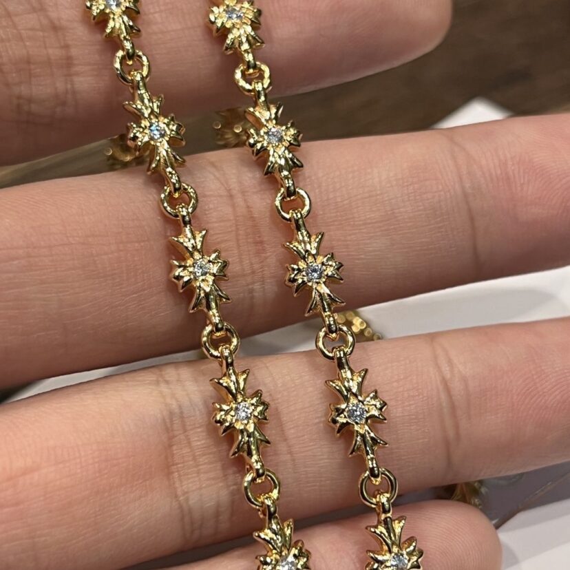 Chrome Hearts gold diamond sword pendant necklace
