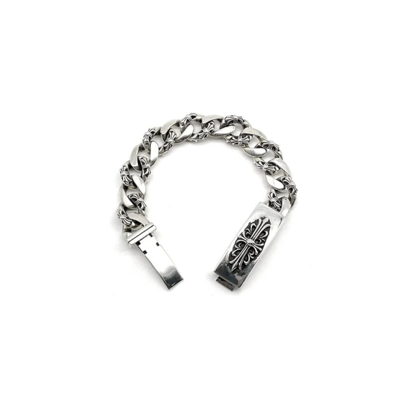 Chrome Hearts Floral Cross ID Bracelet CH Keeper Bracelet