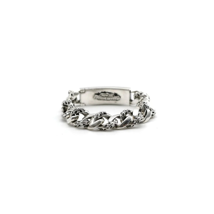Chrome Hearts Floral Cross ID Bracelet CH Keeper Bracelet
