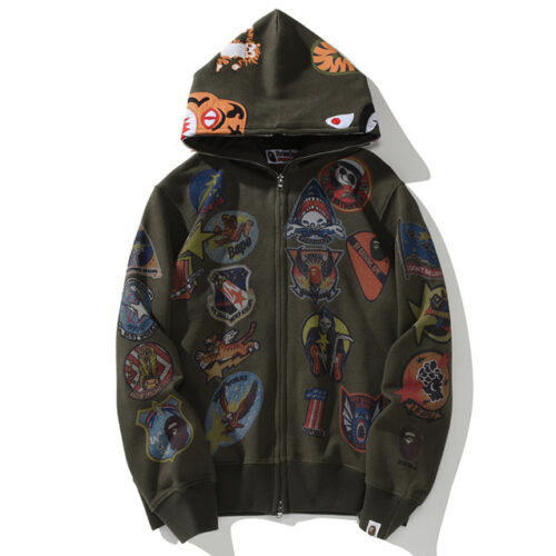 e0be9dd2 BAPE Shark Tiger Head Zipper Hoodie